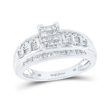  10k White Gold Princess Diamond Cluster Bridal Wedding Engagement Ring 1/2 Cttw