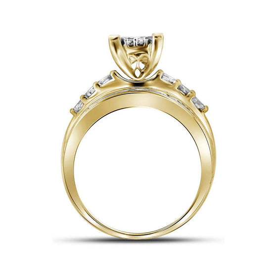 14k Yellow Gold Princess Diamond Cluster Bridal Wedding Engagement Ring 1/2 Cttw