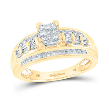  14k Yellow Gold Princess Diamond Cluster Bridal Wedding Engagement Ring 1/2 Cttw