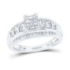14k White Gold Princess Diamond Cluster Bridal Wedding Engagement Ring 1/2 Cttw