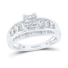  14k White Gold Princess Diamond Cluster Bridal Wedding Engagement Ring 1/2 Cttw