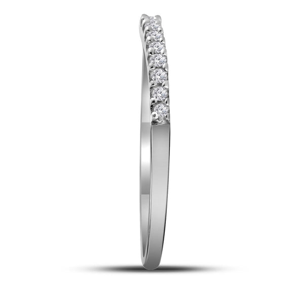 10k White Gold Womens Round Diamond Wedding Contoured Band 1/6 Cttw