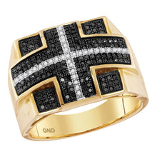  10k Yellow Gold Mens Round Black Color Enhanced Diamond Fashion Ring 5/8 Cttw