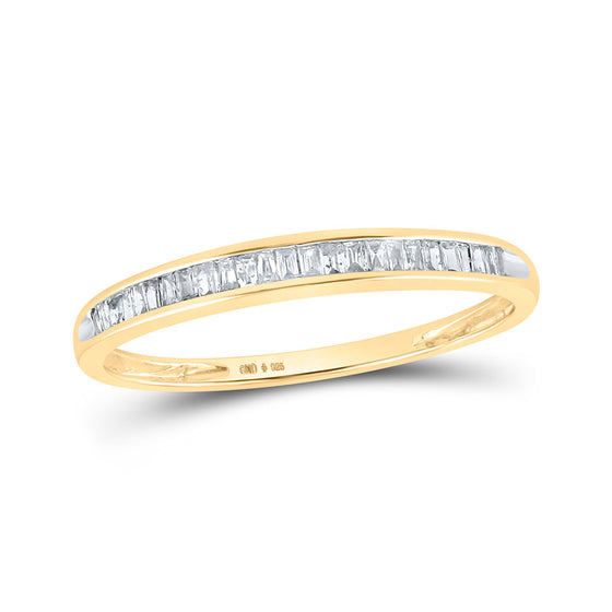 Yellow-tone Sterling Silver Womens Baguette Diamond Wedding Band 1/6 Cttw