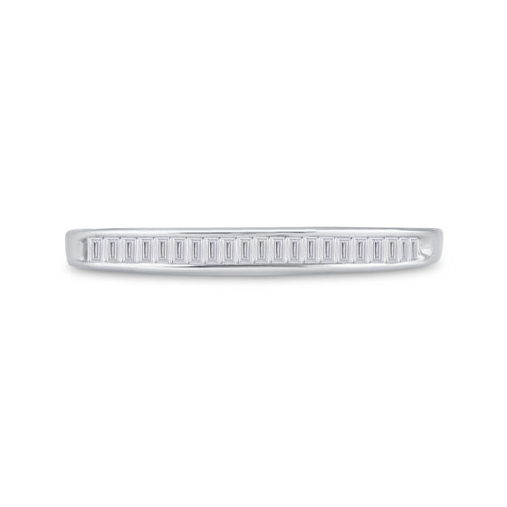 Sterling Silver Womens Baguette Diamond Wedding Anniversary Band Ring 1/6 Cttw
