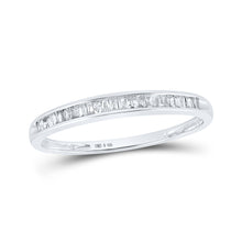  Sterling Silver Womens Baguette Diamond Wedding Anniversary Band Ring 1/6 Cttw