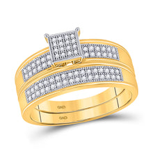  10k Yellow Gold Round Diamond Bridal Wedding Ring Band Set 1/5 Cttw