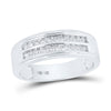 14k White Gold His Hers Princess Diamond Cluster Matching Wedding Set 1 Cttw