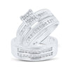 14k White Gold His Hers Princess Diamond Cluster Matching Wedding Set 1 Cttw