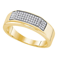  Yellow-tone Sterling Silver Mens Round Diamond Band Ring 1/5 Cttw