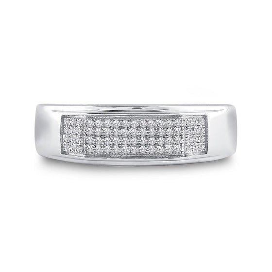 Sterling Silver Mens Round Diamond Wedding Band Ring 1/5 Cttw