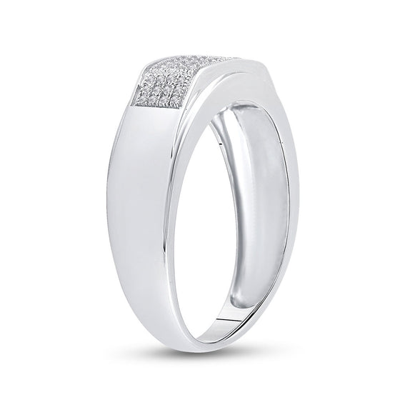 Sterling Silver Mens Round Diamond Wedding Band Ring 1/5 Cttw