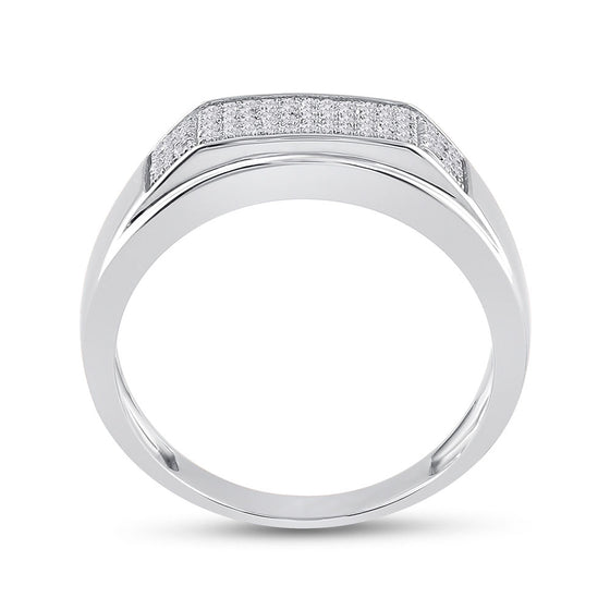 Sterling Silver Mens Round Diamond Wedding Band Ring 1/5 Cttw