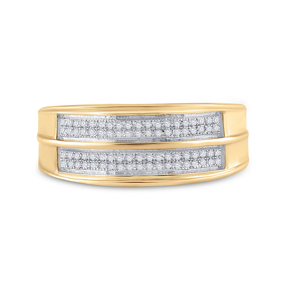 Yellow-tone Sterling Silver Mens Round Diamond Wedding Band Ring 1/4 Cttw