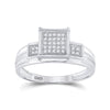 Sterling Silver Womens Round Diamond Square Cluster Ring 1/10 Cttw