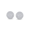 Sterling Silver Round Diamond Circle Disk Stud Earrings 1/5 Cttw