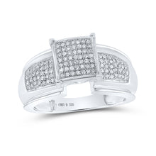  Sterling Silver Diamond Elevated Square Cluster Bridal Wedding Engagement Ring 1/3 Cttw