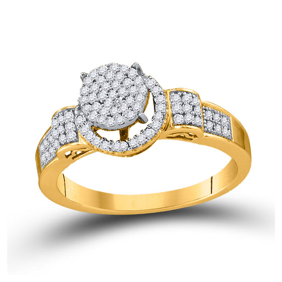10k Yellow Gold Womens Round Diamond Cluster Ring 1/4 Cttw