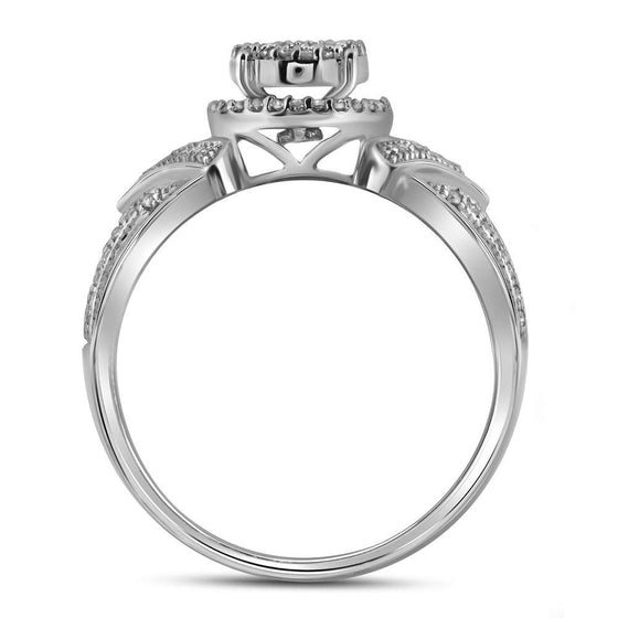10k White Gold Womens Round Diamond Cluster Bridal Wedding Engagement Ring 1/3 Cttw