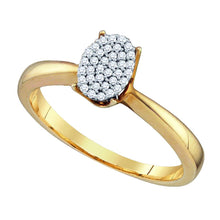  Yellow-tone Sterling Silver Diamond Oval Cluster Bridal Wedding Engagement Ring 1/10 Cttw