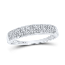  10k White Gold Mens Round Diamond Wedding Pave Band Ring 1/5 Cttw