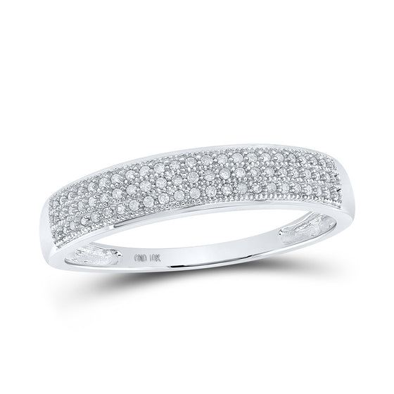 10k White Gold Mens Round Diamond Wedding Pave Band Ring 1/5 Cttw