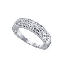  10k White Gold Mens Round Pave-set Diamond Wedding Band Ring 1/4 Cttw