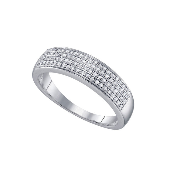 10k White Gold Mens Round Pave-set Diamond Wedding Band Ring 1/4 Cttw