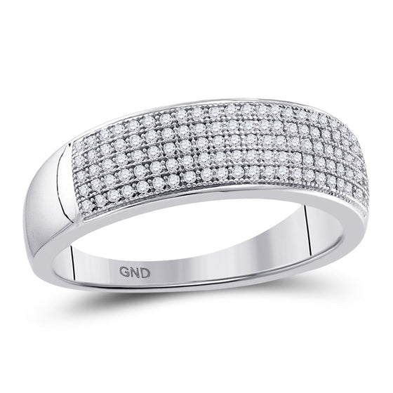 10k White Gold Mens Round Diamond Wedding Band Ring 1/3 Cttw