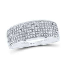  10k White Gold Mens Round Diamond Wedding Pave Band Ring 1/2 Cttw