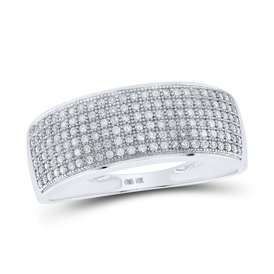 10k White Gold Mens Round Diamond Wedding Pave Band Ring 1/2 Cttw