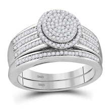  10k White Gold Round Diamond Bridal Wedding Ring Band Set 3/8 Cttw