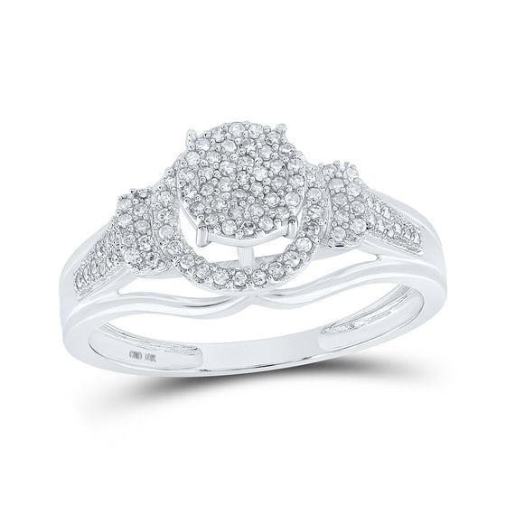 10k White Gold Round Diamond Cluster Bridal Wedding Engagement Ring 1/3 Cttw