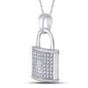 10k White Gold Womens Round Diamond Key Lock Dangle Pendant 1/8 Cttw