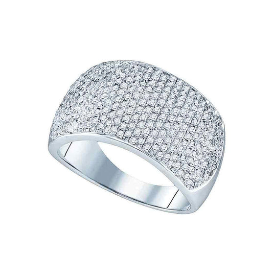 10k White Gold Womens Round Diamond Pave Band Ring 1 Cttw