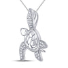 10k White Gold Womens Round Diamond Turtle Tortoise Pendant 1/10 Cttw