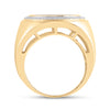 10k Yellow Gold Mens Round Diamond Circle Frame Cluster Ring 1/2 Cttw