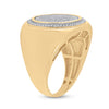 10k Yellow Gold Mens Round Diamond Circle Frame Cluster Ring 1/2 Cttw