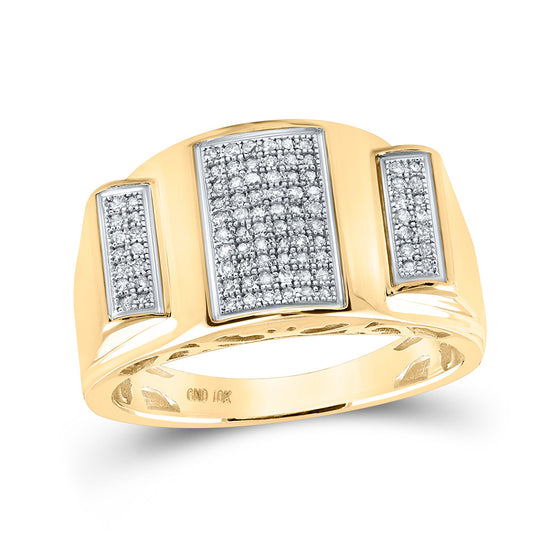 10k Yellow Gold Mens Round Diamond Band Ring 1/4 Cttw