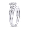 14k White Gold Diamond Heart Bridal Wedding Ring Band Set 1/2 Cttw