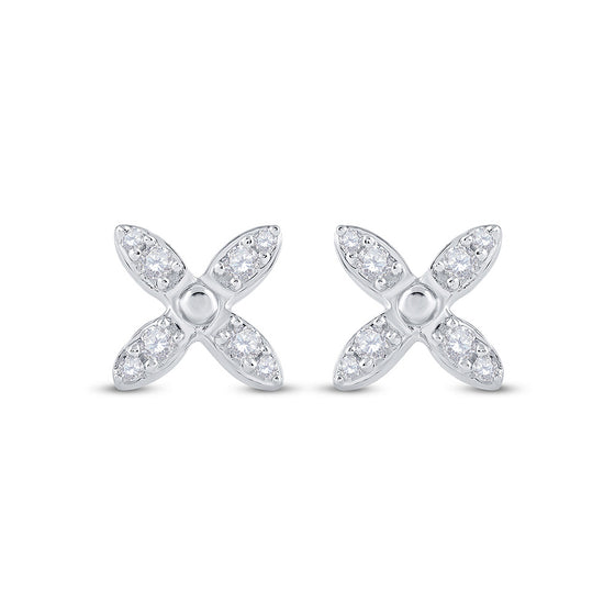 14k White Gold Womens Round Diamond X Fashion Earrings 1/4 Cttw