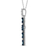 10k White Gold Womens Round Blue Color Enhanced Diamond Cross Pendant 1/4 Cttw