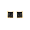 Yellow-tone Sterling Silver Round Black Color Enhanced Diamond Square Earrings 1/20 Cttw
