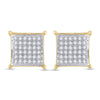 Yellow-tone Sterling Silver Womens Round Diamond Square Earrings 1/4 Cttw