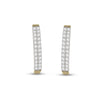 14k Yellow Gold Womens Round Diamond Oblong Hoop Earrings 1 Cttw