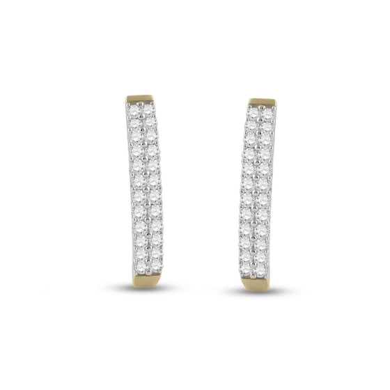 14k Yellow Gold Womens Round Diamond Oblong Hoop Earrings 1 Cttw