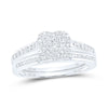 10k White Gold Diamond Heart Bridal Wedding Ring Band Set 1/2 Cttw