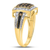 10k Yellow Gold Womens Round Brown Diamond Square Cluster Ring 1/2 Cttw