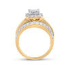 14k Yellow Gold Princess Diamond Cluster Bridal Wedding Engagement Ring 2 Cttw