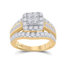  14k Yellow Gold Princess Diamond Cluster Bridal Wedding Engagement Ring 2 Cttw